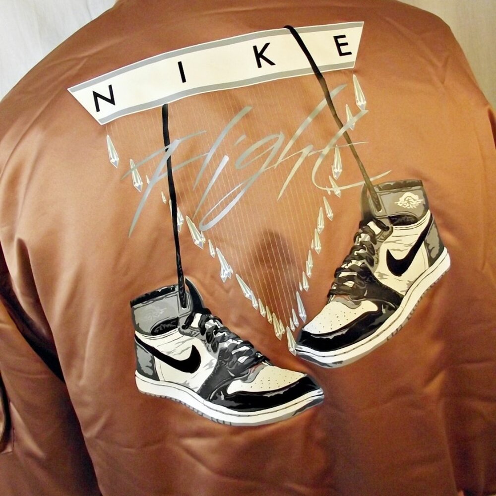Nike Air Jordan Flight Sneakers Renegade Mineral Clay Bomber Jacket Womens M